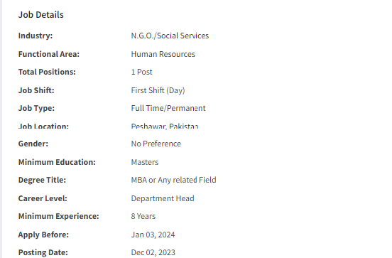 Human Resource Expert need by PEI NGO Jobs 2023