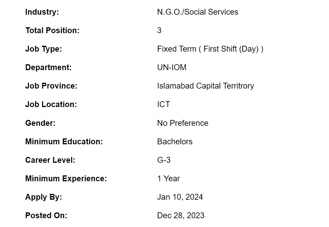 UN-IOM need Call Centre Assistant Jobs 2024