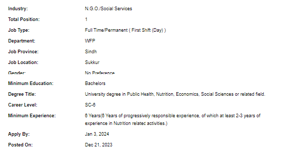 UN-WFP need Programme Associate Jobs 2023