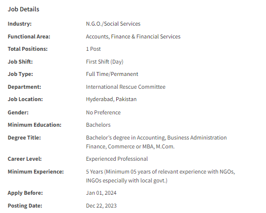 IRC International INGO need Finance Officer Jobs 2023-2024
