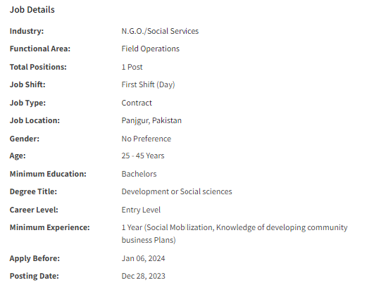 Social Mobilizer need by NGO SPO Jobs 2024