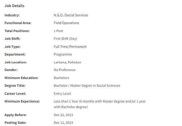 Hygiene Promoter need by INGO Islamic Relief International Jobs 2023