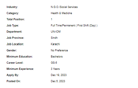 UN-IOM need Senior Medical Assistant Jobs 2023
