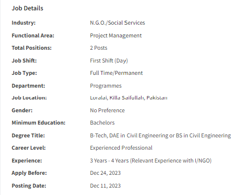 Muslim Aid International INGO need Field Engineer Jobs 2023