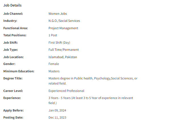 Spouses Program Coordinator need by NGO Nai Zindagi Jobs 2023-2024