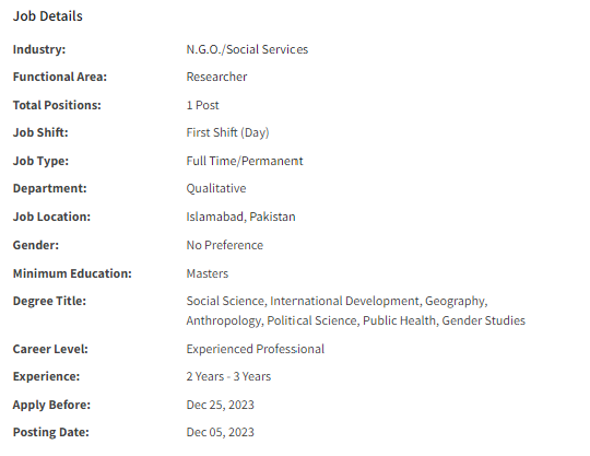 Qualitative Research and Evaluation Manager need by INGO Jobs 2023
