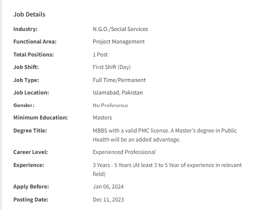 Project Officer need by NGO Nai Zindagi Jobs 2023-2024
