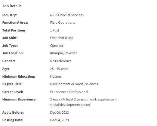 District Project Officer need by NGO SPO Jobs 2023