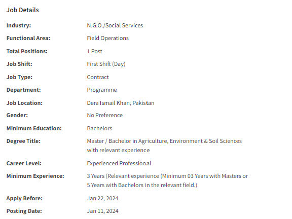 Agriculture Officer need by NGO Jobs 2024