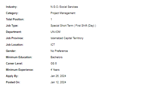 UN-IOM need Senior Database and Information Management Assistant Jobs 2024