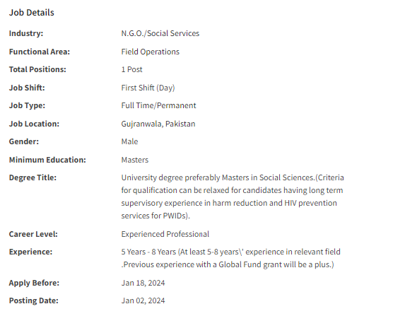 Site Manager need by NGO Nai Zindagi Jobs 2024