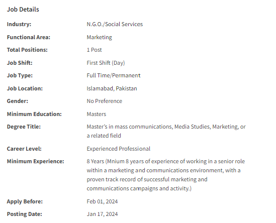 Communication Specialist need by NGO RDS Jobs 2024
