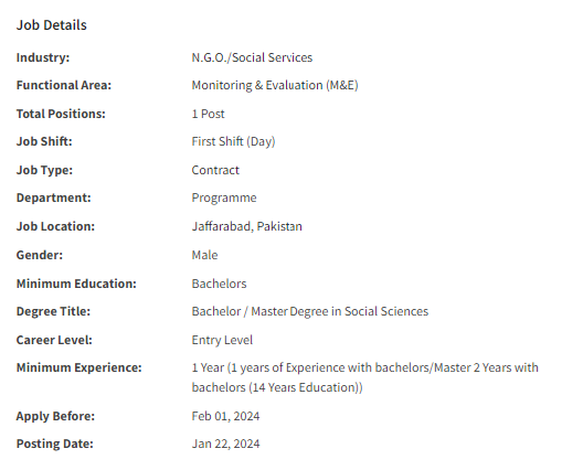 Assistant MEAL Officer need by INGO Islamic Relief International Jobs 2024