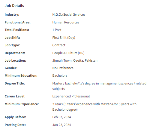Islamic Relief International INGO need People and Culture Officer Jobs 2024