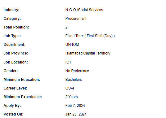Procurement and Logistics Assistant need by UN-IOM Jobs 2024