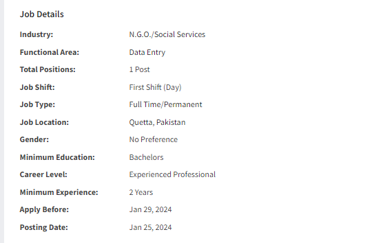 Data Entry Operator need by INGO Secours Islamique France-SIF Jobs 2024