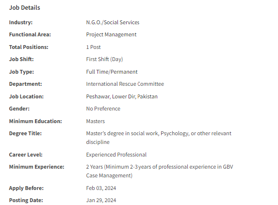 IRC International INGO need GBV Caseworker for multiple cities Jobs 2024