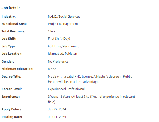 Project Officer need by NGO Nai Zindagi Jobs 2024