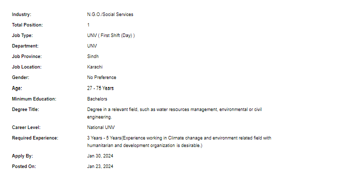UNV need WASH Officer Jobs 2024