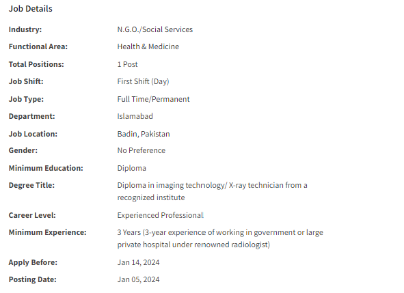 Mercy Corps International INGO need Medical Imaging Technician Jobs 2024