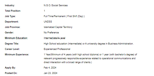 UNDSS need SOC Supervisor Jobs 2024