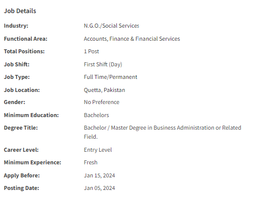 Islamic Relief International INGO need Intern-Finance Jobs 2024