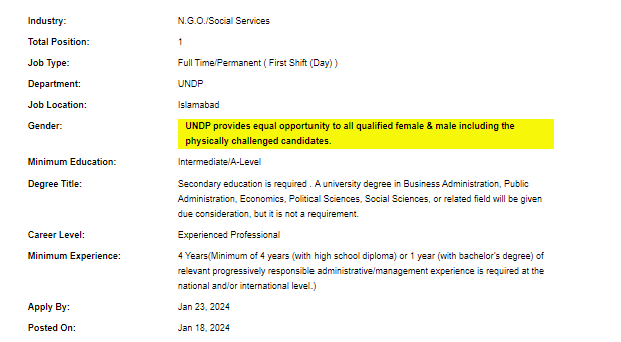 UNDP need Programme Assistant Jobs 2024