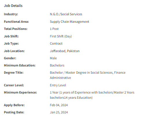 Islamic Relief International INGO need Assistant Supply Chain & Services Officer Jobs 2024