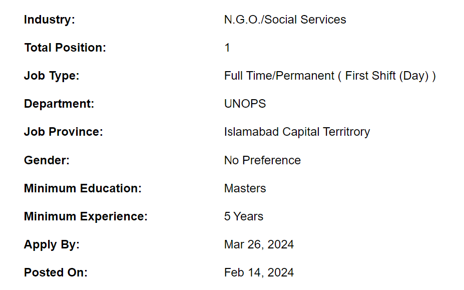 Project Manager need by UNOPS for all cities Jobs 2024