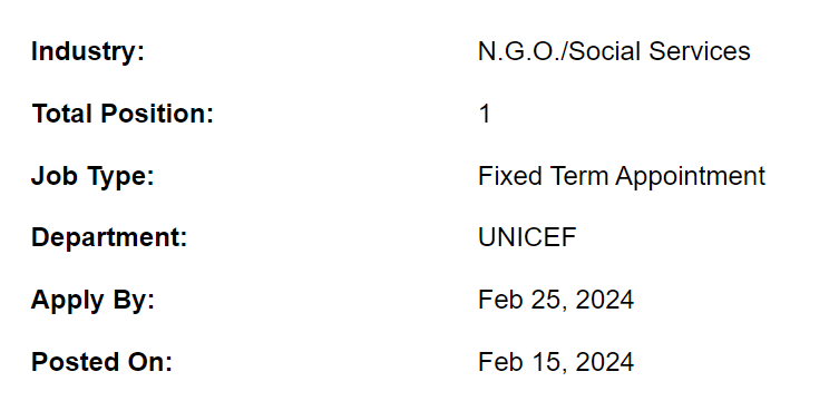 Supply Chain Officer need by UNICEF Jobs 2024