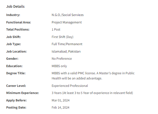 Project Officer need by Nai Zindagi Jobs 2024