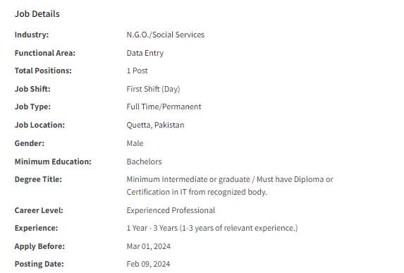 Data Entry Operator need by NGO Nai Zindagi Jobs 2024