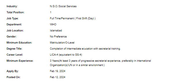 UN-WHO need PPM Team Assistant Jobs 2024