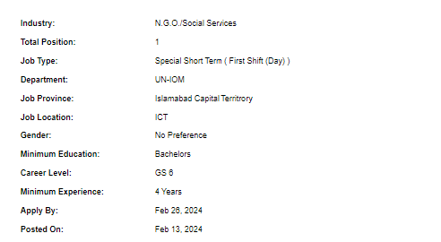 Senior Programme Assistant need by UN-IOM Jobs 2024