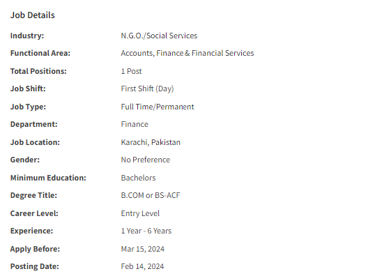 Senior Accounts Officer need by The Citizens Foundation Jobs 2024
