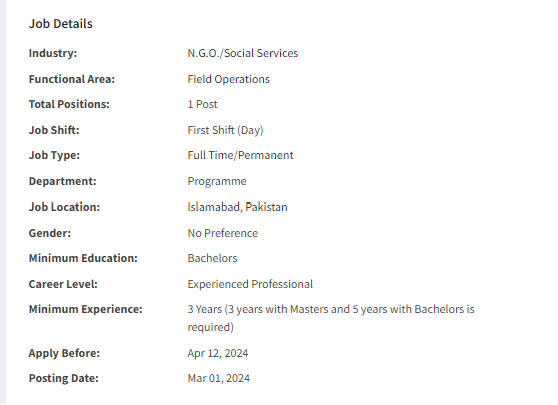Programme Reporting Officer need by INGO Islamic Relief International Jobs 2024