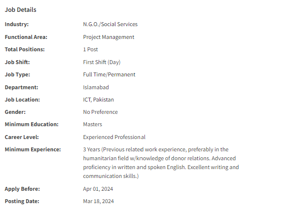 Project Development Officer need by INGO ACTED International Jobs 2024