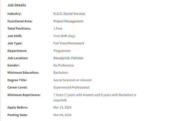 Project Coordinator need by INGO Islamic Relief International Jobs 2024