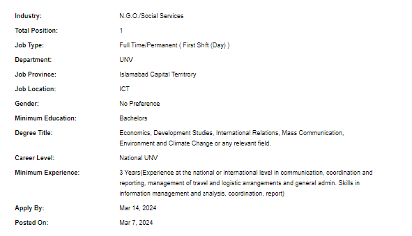 Communication Support Officer need by UNV Jobs 2024