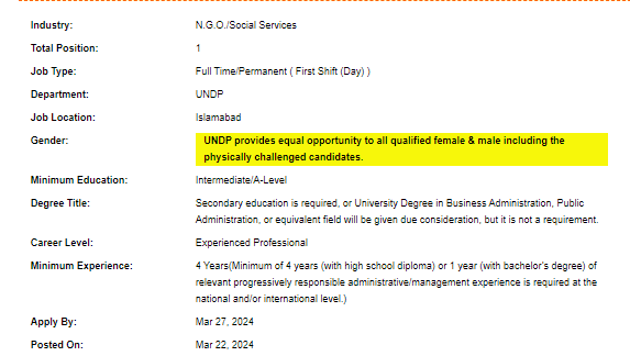Project Assistant need by UNDP Jobs 2024