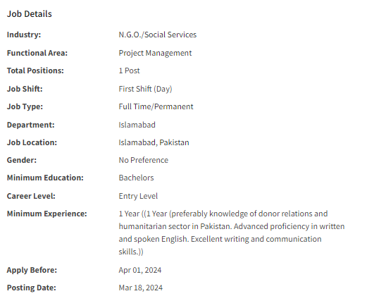 Project Development Assistant need by INGO ACTED International Jobs 2024