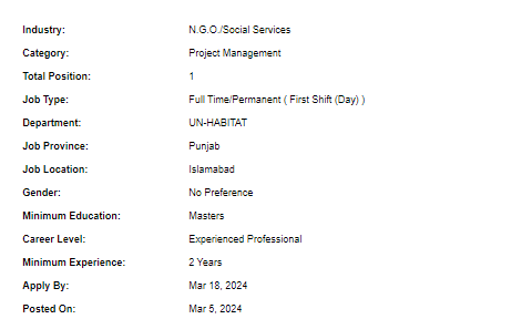 Project Manager need by UN-HABITAT Jobs 2024