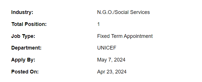 Education Manager need by UNICEF Jobs 2024