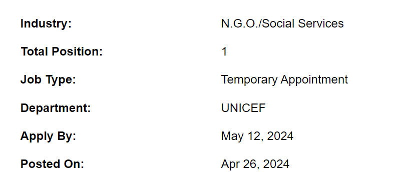 Communication Officer need by UNICEF for all cities Jobs 2024