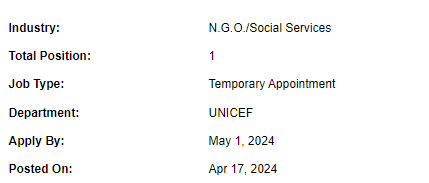 Education Officer need by UNICEF Jobs 2024