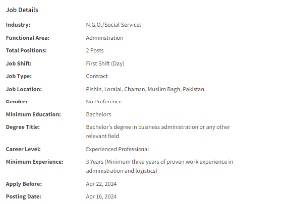 Admin and Logistics Assistant need by INGO Qatar Charity for multiple cities Jobs 2024