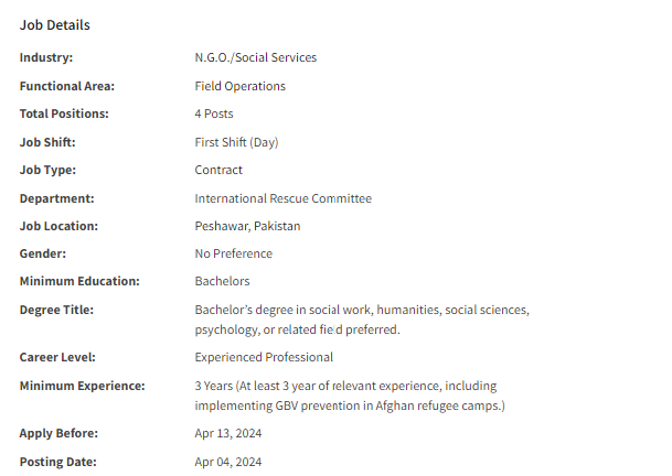 IRC International INGO need EMAP Assistant Jobs 2024