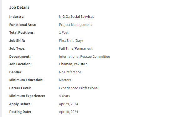 IRC International INGO need District Manager Jobs 2024