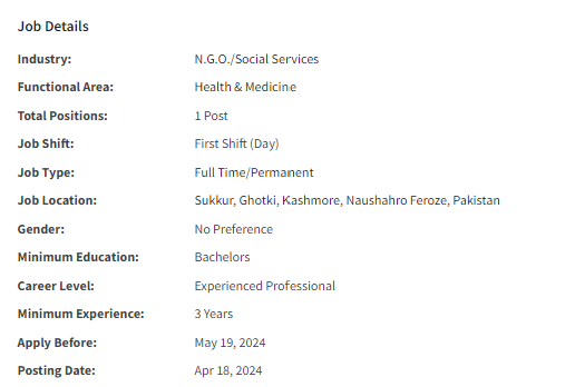 Nutrition Assistant need by NGO Jobs 2024