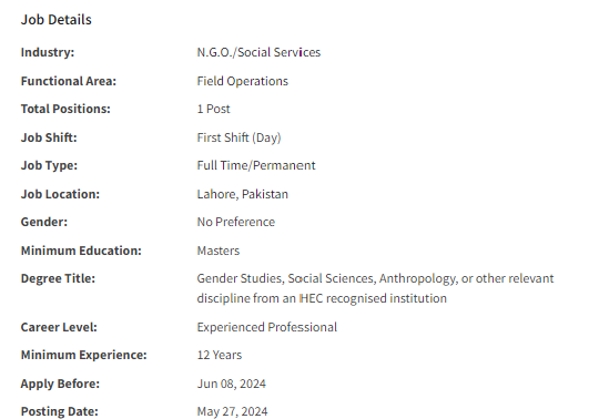 Gender Specialist need by INGO WaterAid Jobs 2024